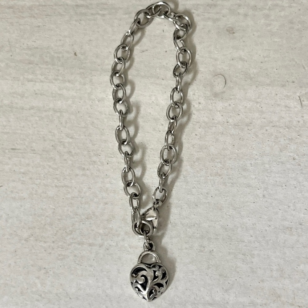 Little Girl Lia Sophia LOVEY DOVEY Kids BRACELET SILVER HEART CHARM 6.75"